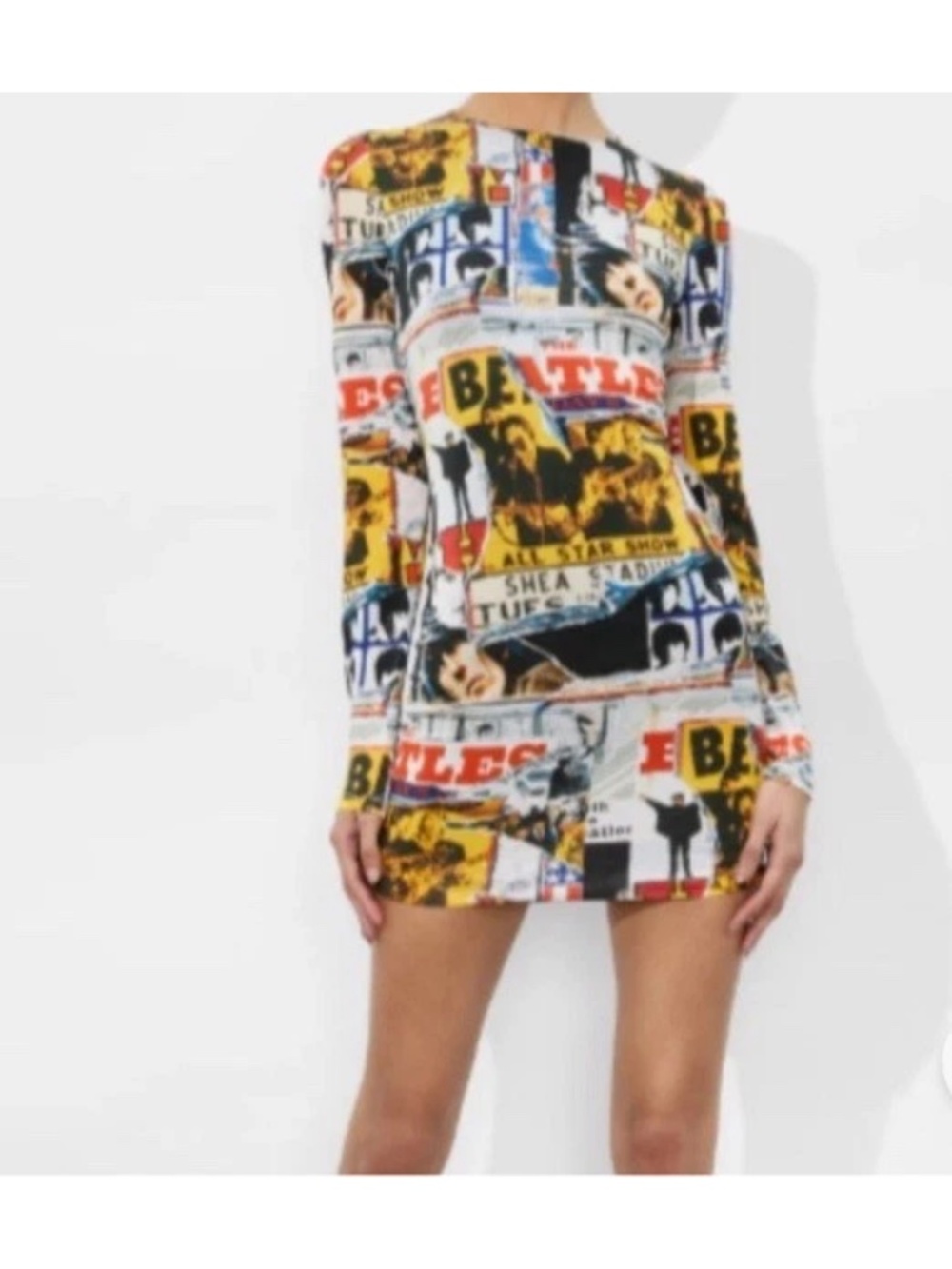 Alice + Olivia x Beatles AllStar Show Artwork collage body con dress size 4 NWT - Picture 7 of 14